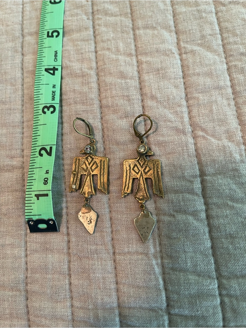 Love Tokens Thunderbird Dangle Earrings - Rustic Copper Tone